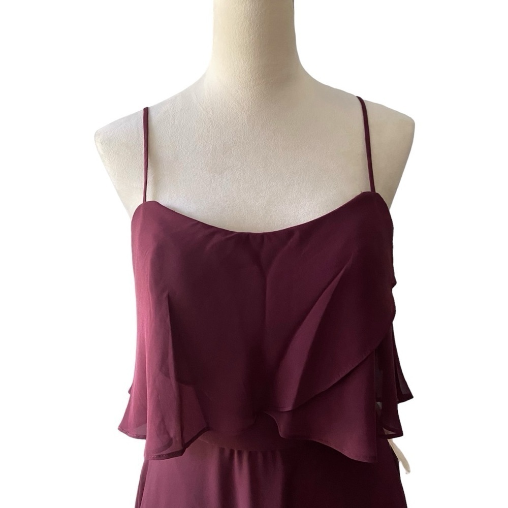 MORILEE Chiffon Bridesmaid Dress Bordeaux Wine Floor Length Long 8 NWT Wedding - Picture 7 of 16